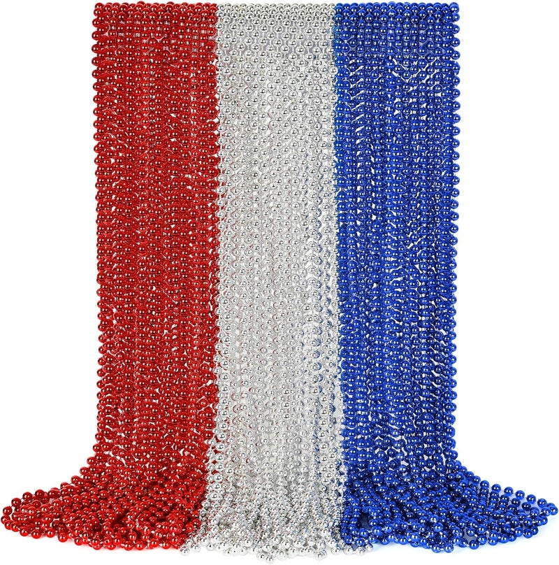 VLUV 36Pcs Beaded Necklace, Mardi Gras Beads Necklaces Accessories, 33 Inch Bead Costume for Women Man, Festival Parade Throw Supplies - Image 1
